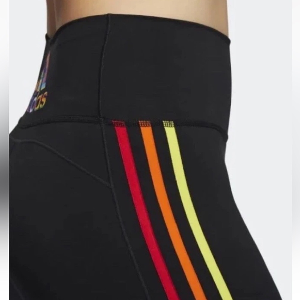 ADIDAS Pride Believe This 2.0 Leggings 1X 3-Stripes Rainbow 7/8 Length - Picture 5 of 14